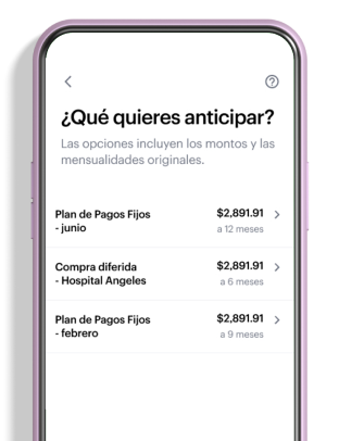 Fotografía de un smartphone con la app Nu abierta en la sección de Anticipación